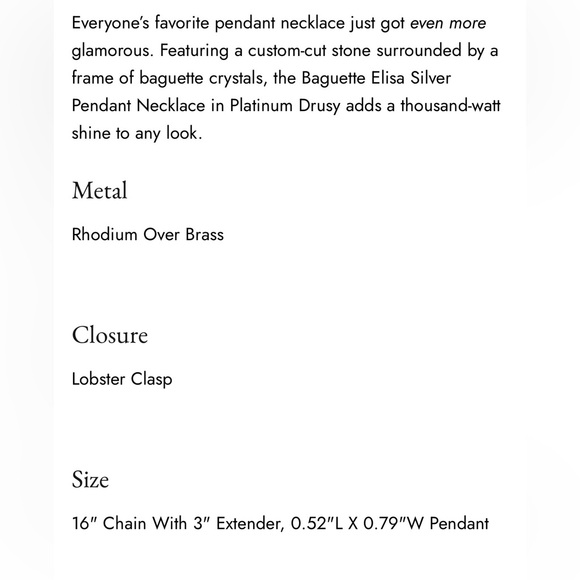 KENDRA SCOTT ELISA BAGUETTE NECKLACE 
BLACK DRUSY - Picture 3 of 6